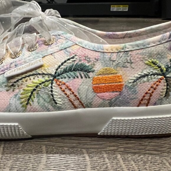 Super CUTE Superga x LoveShackFancy embroidered sneakers with ribbon laces🌴☀️ - Picture 8 of 9